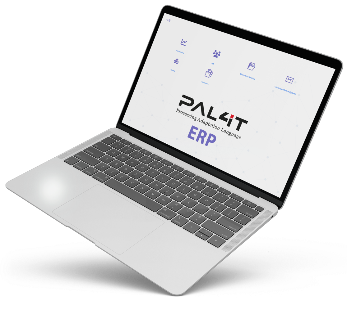PAL4IT ERP Dashboard on laptop - Cloud business management software interface